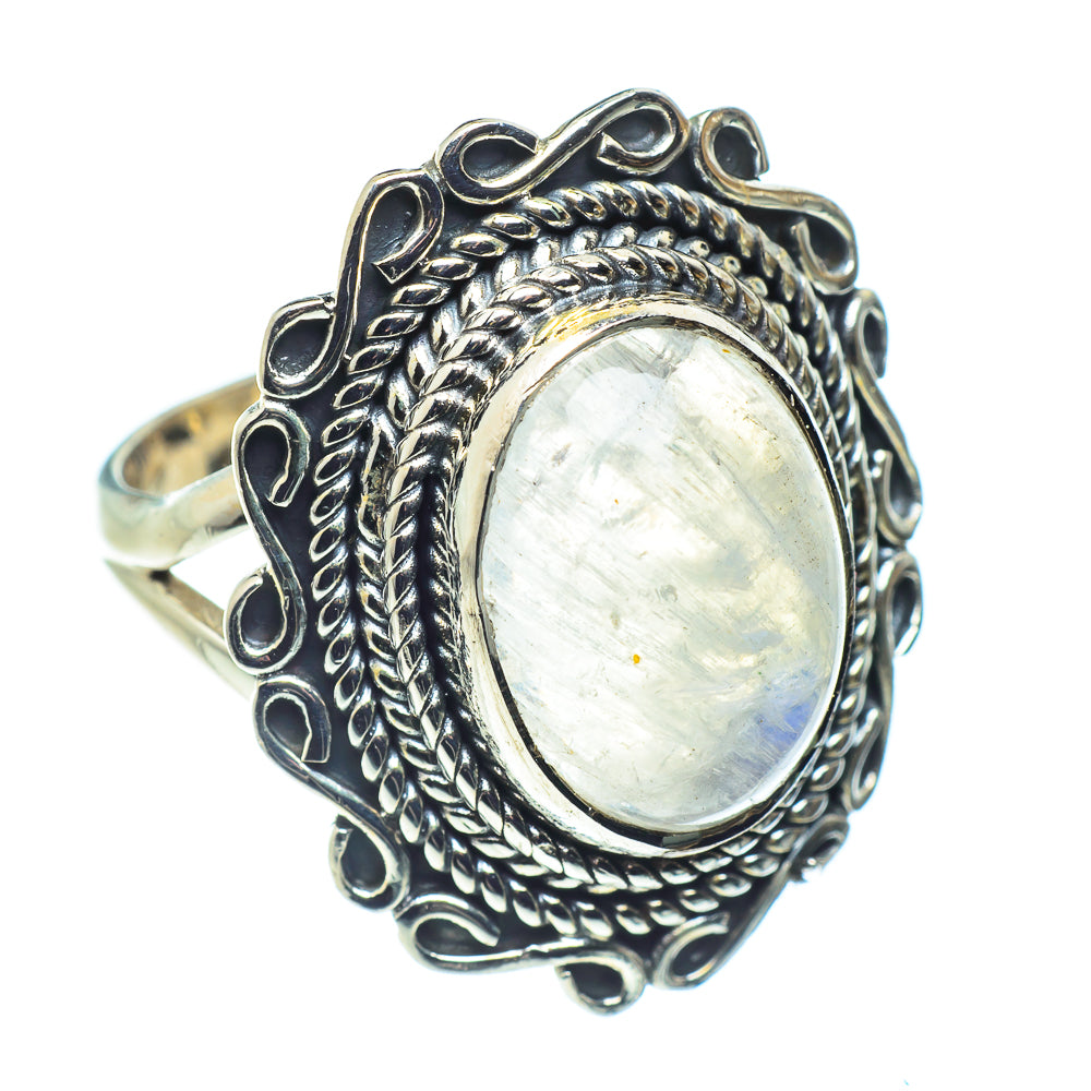 Rainbow Moonstone Rings handcrafted by Anasilvercos - RING59338