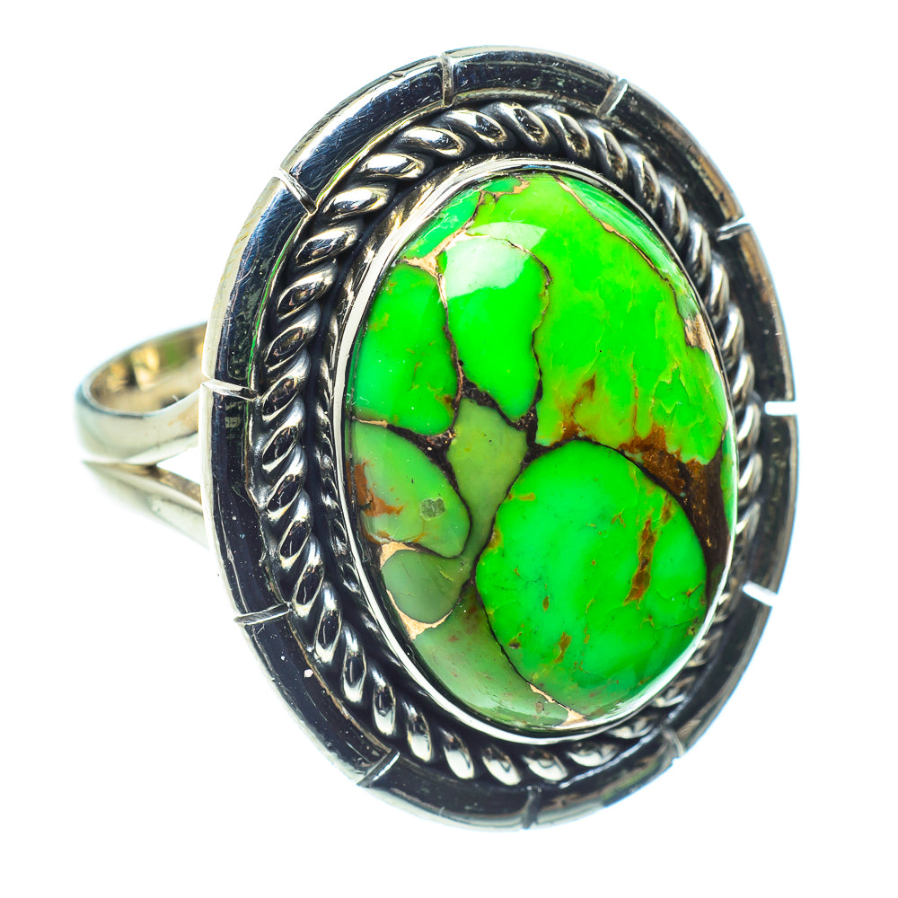 Green Copper Composite Turquoise Rings handcrafted by Anasilvercos - RING59344