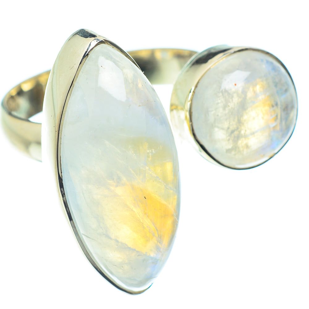 Rainbow Moonstone Rings handcrafted by Anasilvercos - RING59442