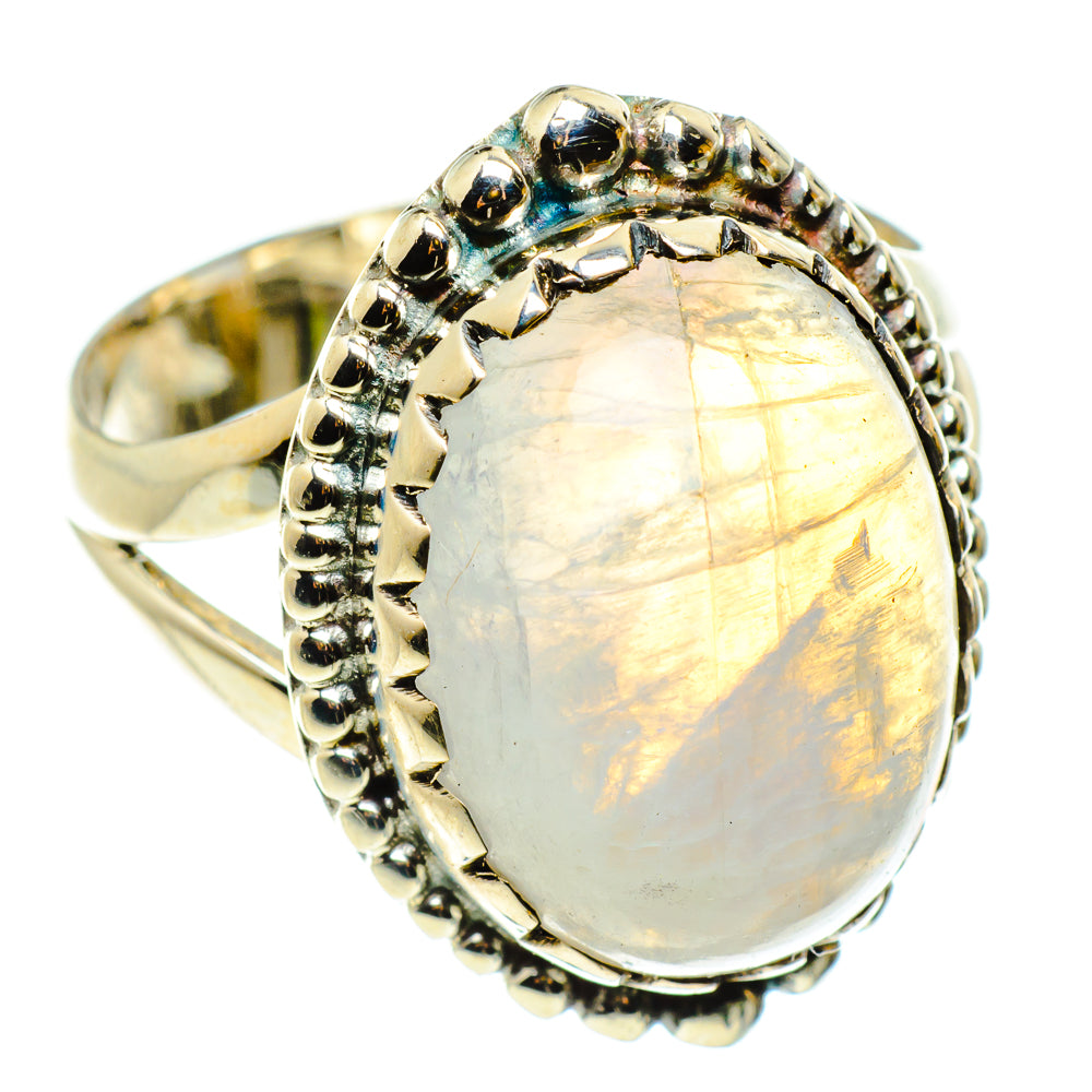 Rainbow Moonstone Rings handcrafted by Anasilvercos - RING59448