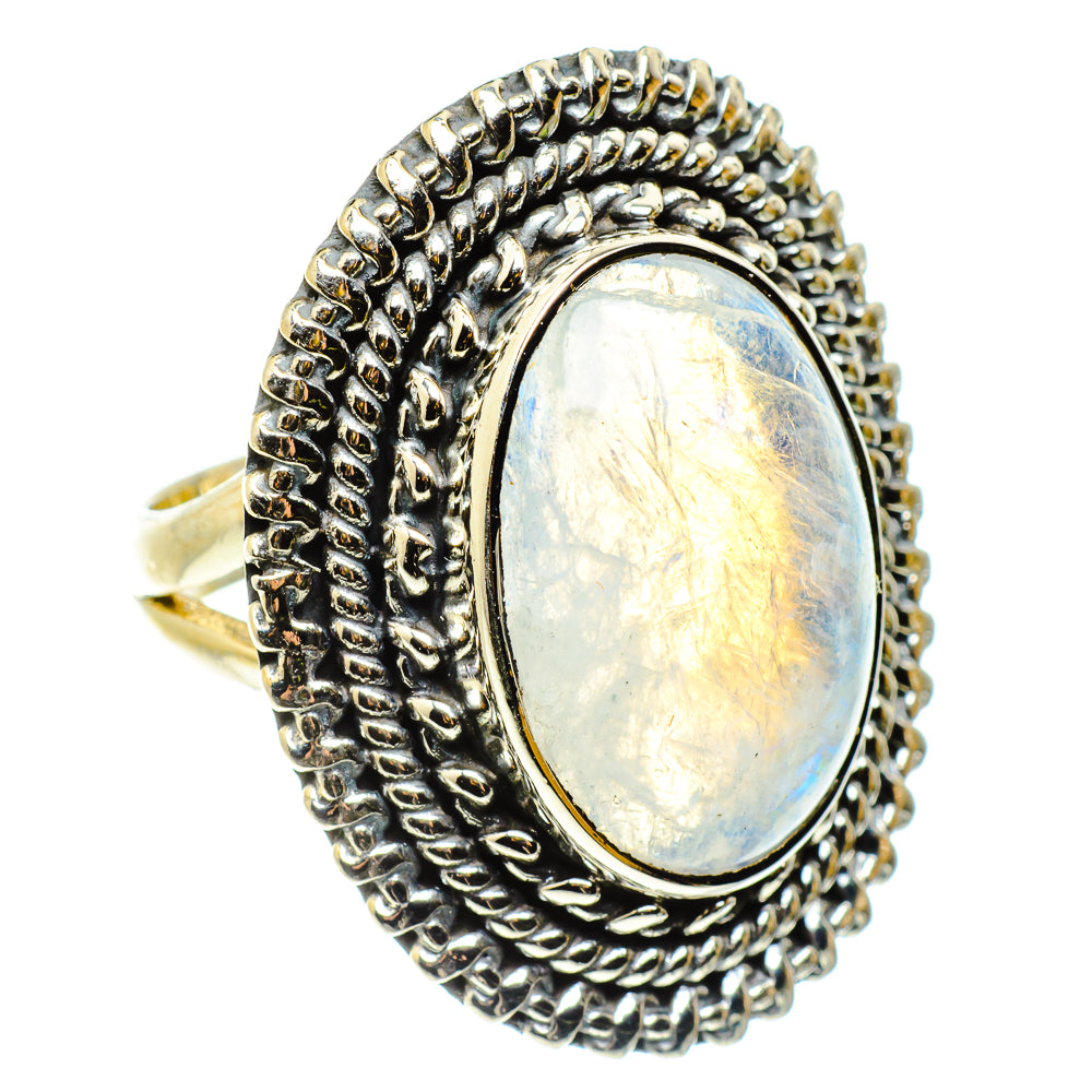 Rainbow Moonstone Rings handcrafted by Anasilvercos - RING59478