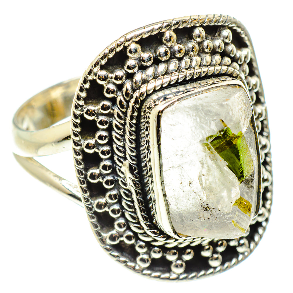 Green Tourmaline In Quartz Rings handcrafted by Anasilvercos - RING59495