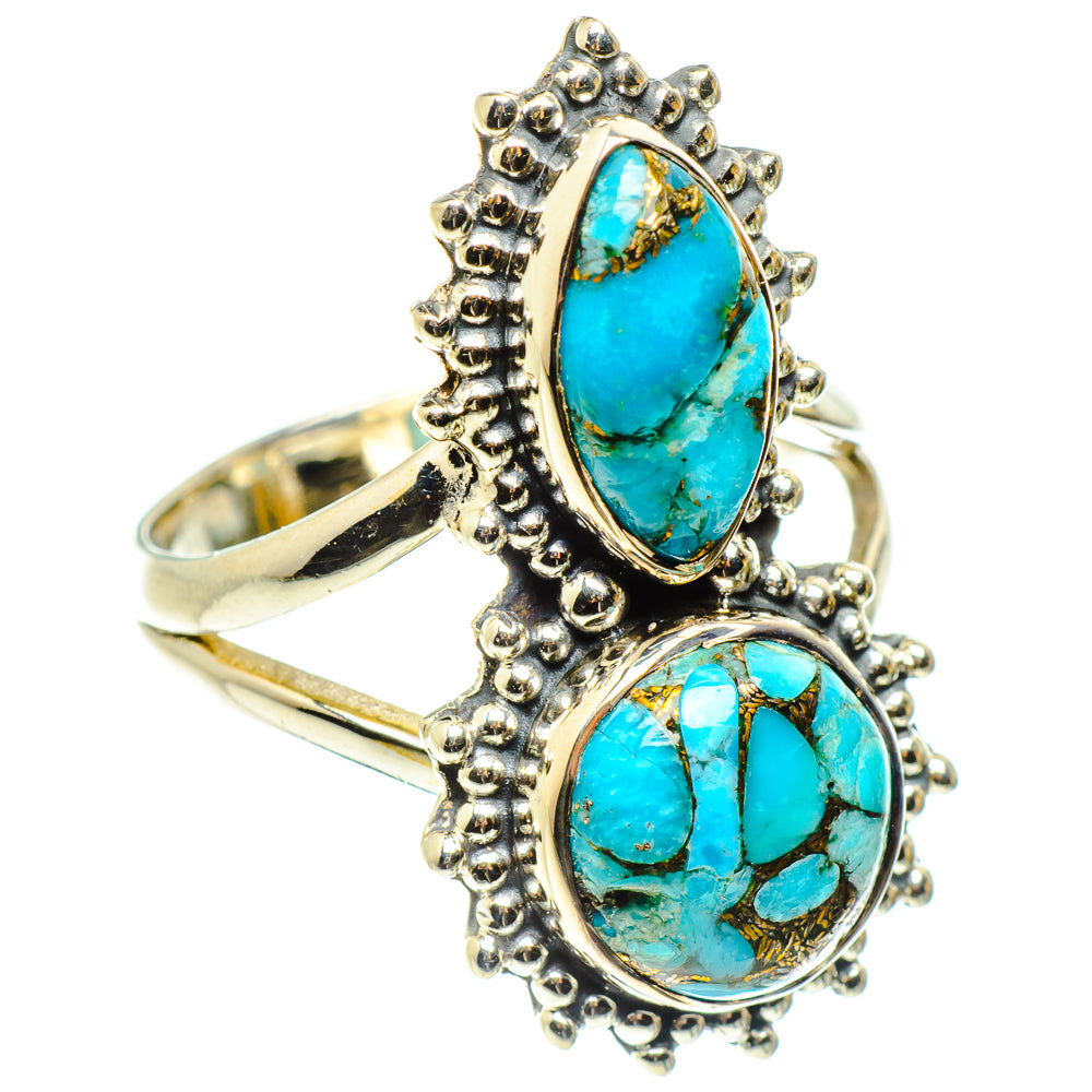 Blue Copper Composite Turquoise Rings handcrafted by Anasilvercos - RING59500