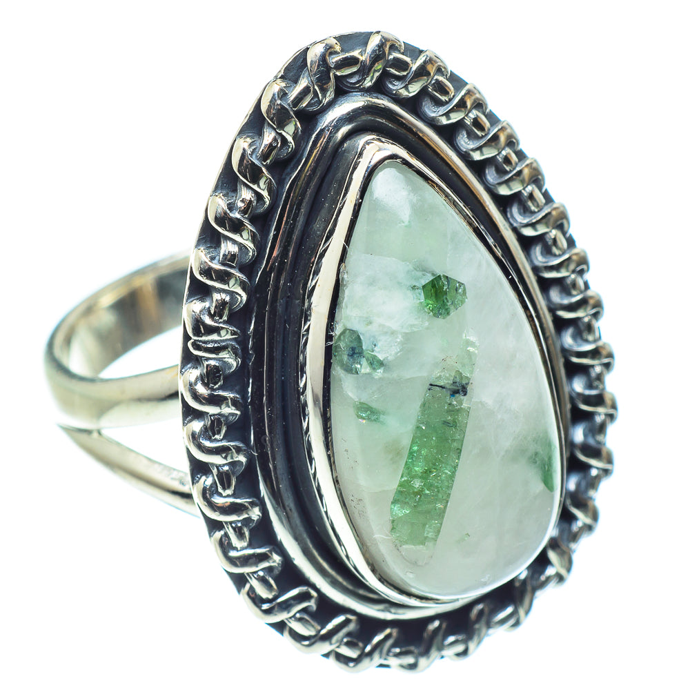 Green Tourmaline In Quartz Rings handcrafted by Anasilvercos - RING59501