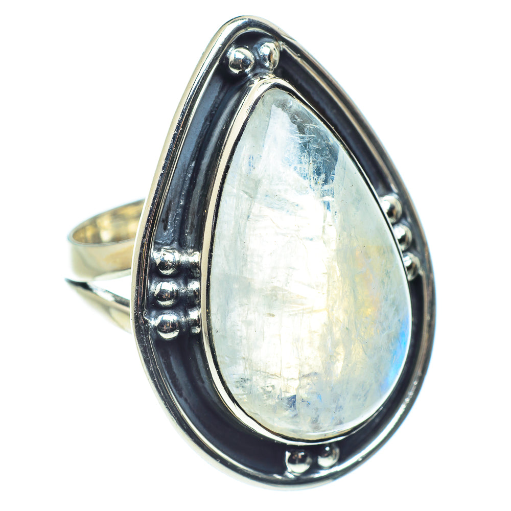 Rainbow Moonstone Rings handcrafted by Anasilvercos - RING59518
