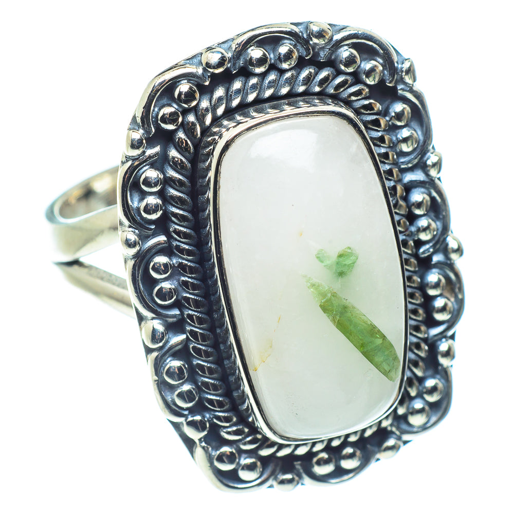 Green Tourmaline In Quartz Rings handcrafted by Anasilvercos - RING59519