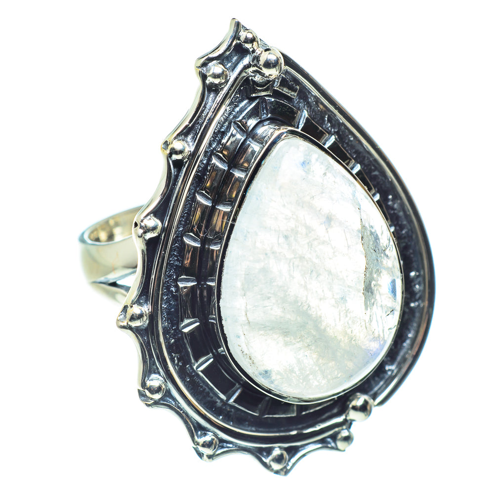 Rainbow Moonstone Rings handcrafted by Anasilvercos - RING59522