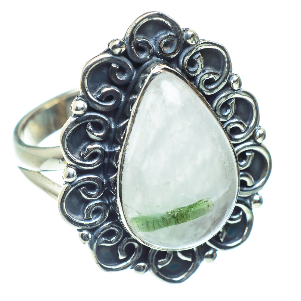 Green Tourmaline In Quartz Rings handcrafted by Anasilvercos - RING59610