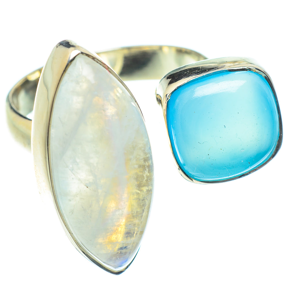 Rainbow Moonstone Rings handcrafted by Anasilvercos - RING59613