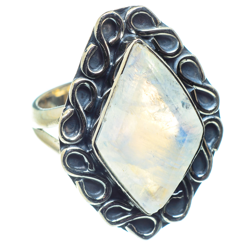 Rainbow Moonstone Rings handcrafted by Anasilvercos - RING59628
