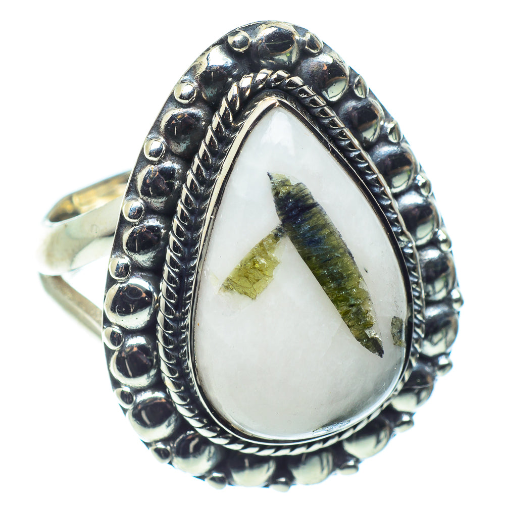 Green Tourmaline In Quartz Rings handcrafted by Anasilvercos - RING59644