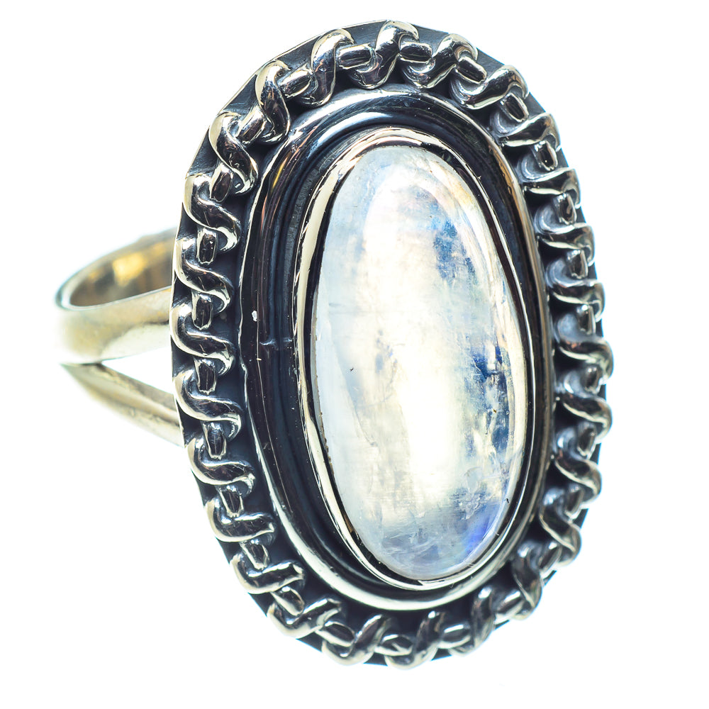 Rainbow Moonstone Rings handcrafted by Anasilvercos - RING59676