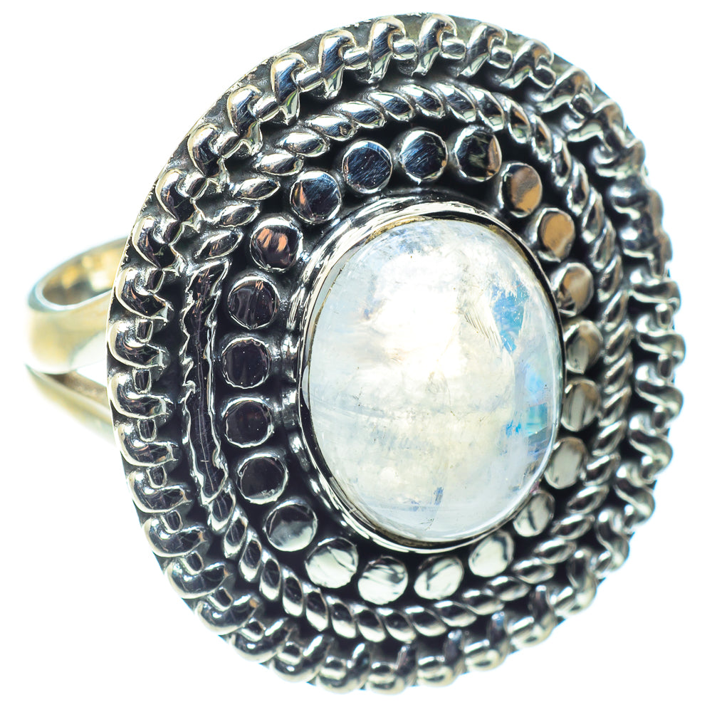 Rainbow Moonstone Rings handcrafted by Anasilvercos - RING59684