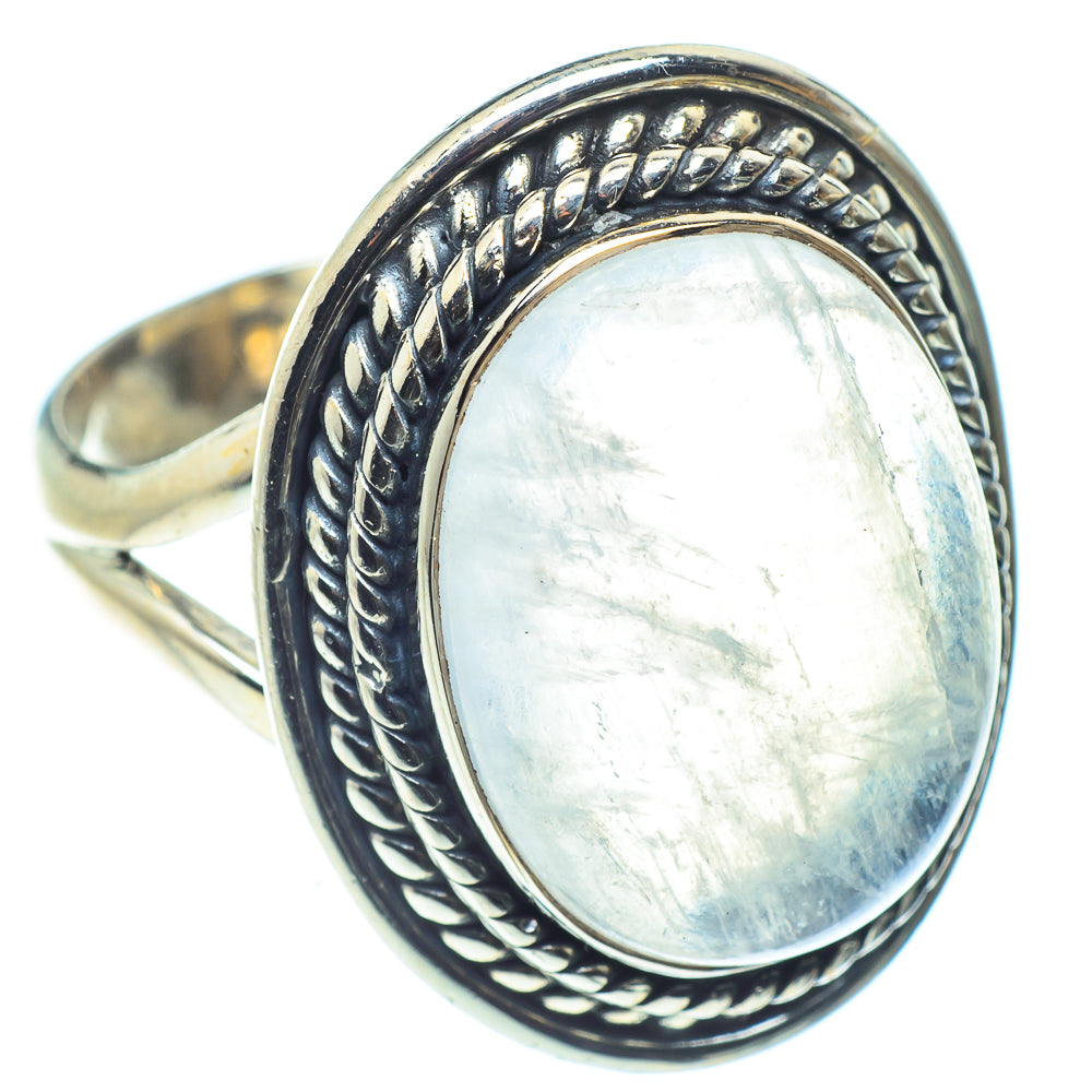 Rainbow Moonstone Rings handcrafted by Anasilvercos - RING59715
