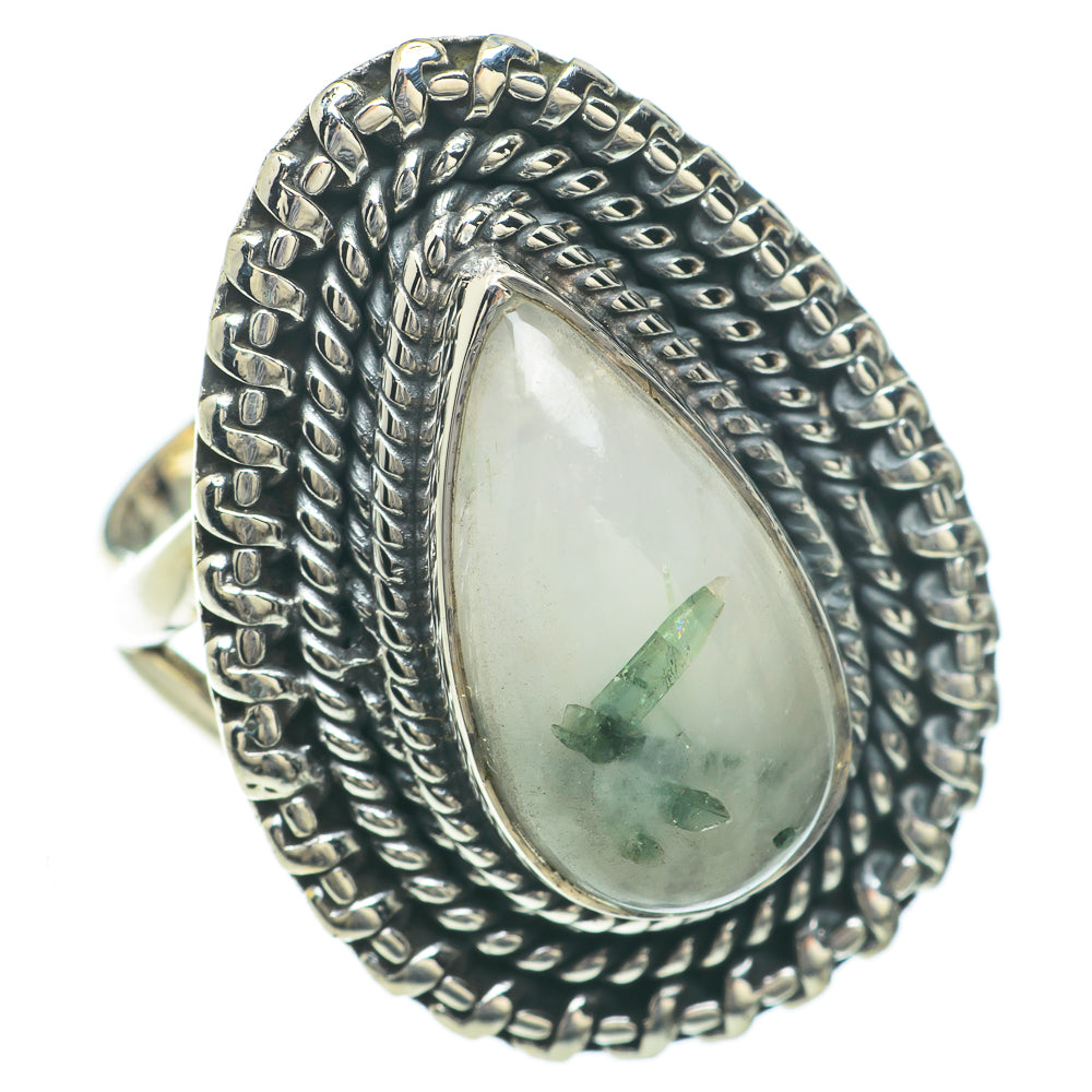 Green Tourmaline In Quartz Rings handcrafted by Anasilvercos - RING59757