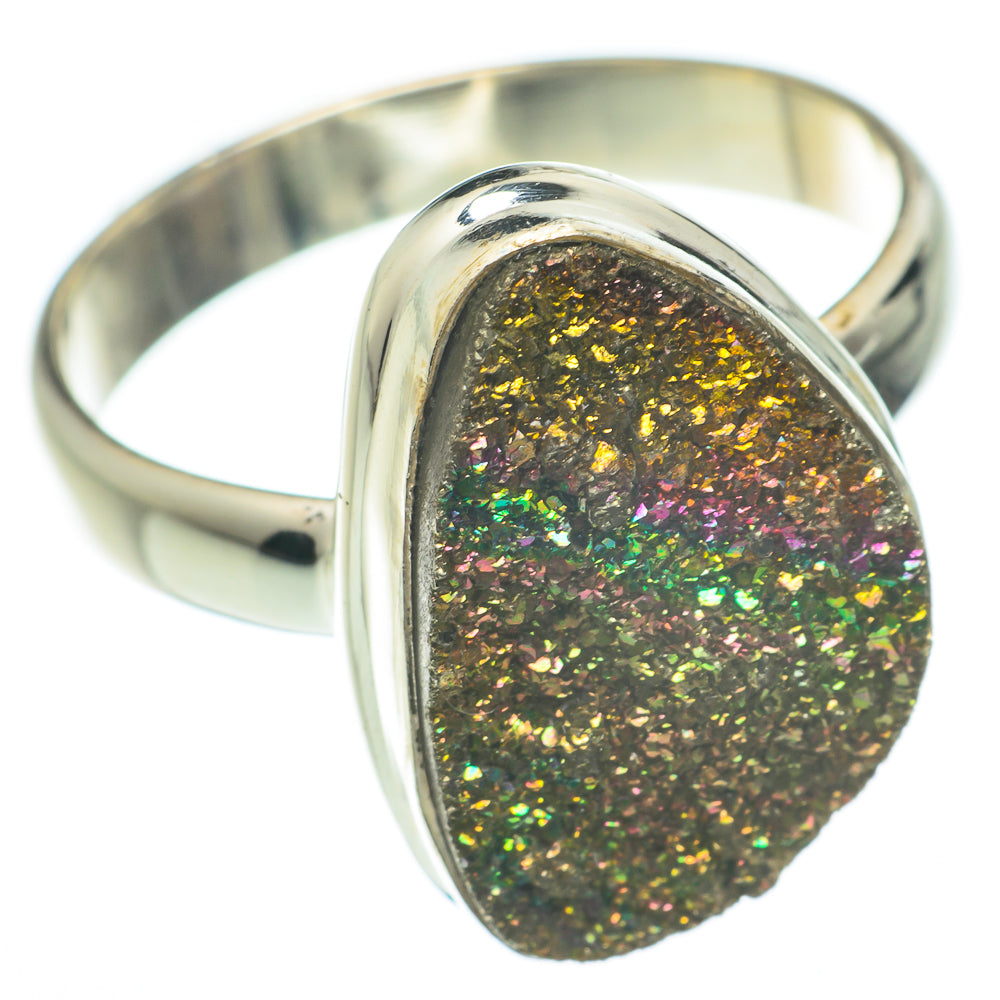 Spectro Pyrite Druzy Rings handcrafted by Anasilvercos - RING59825