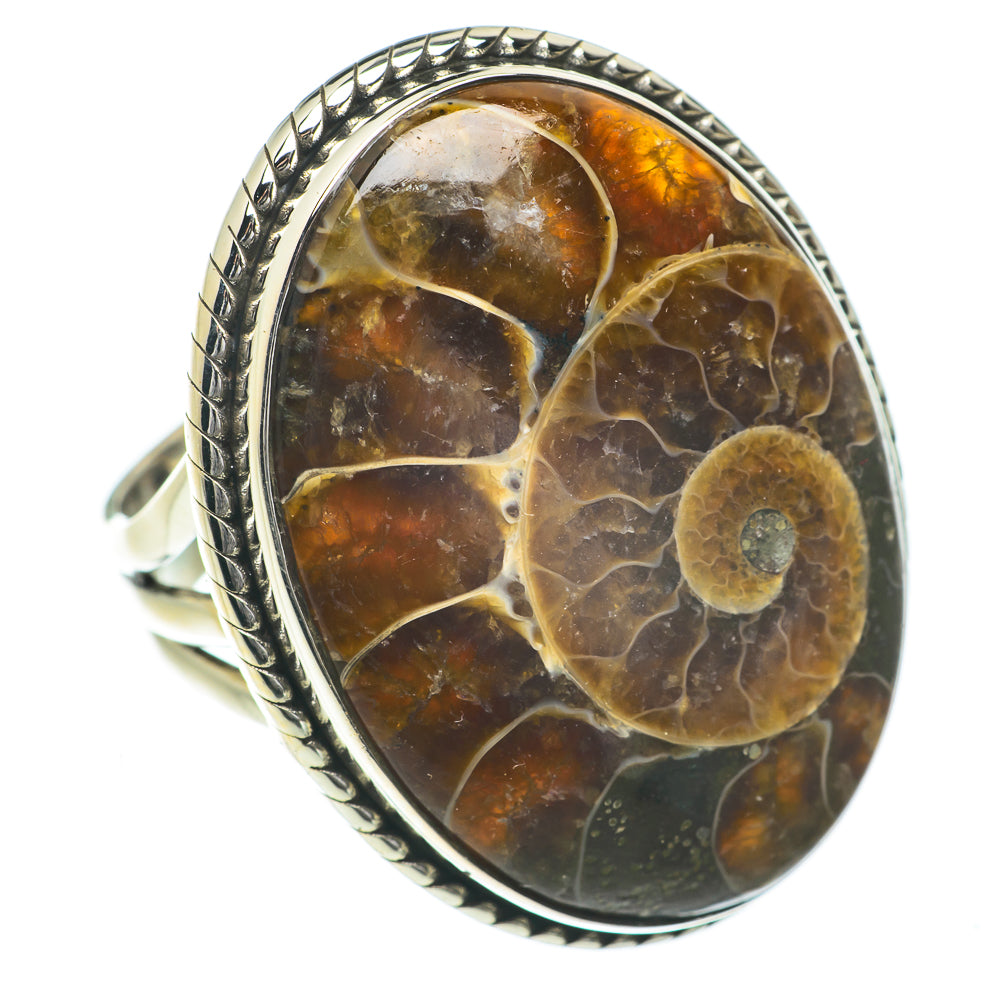 Ammonite Fossil Rings handcrafted by Anasilvercos - RING60105