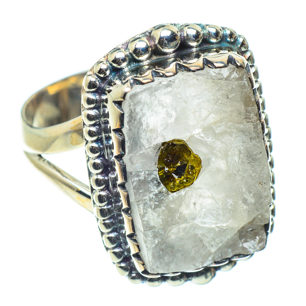 Green Quartz Crystal Rings handcrafted by Anasilvercos - RING60131