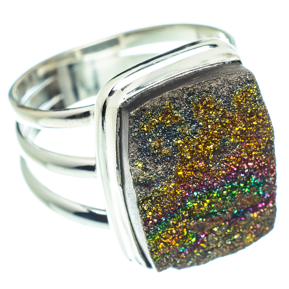 Spectro Pyrite Druzy Rings handcrafted by Anasilvercos - RING60141