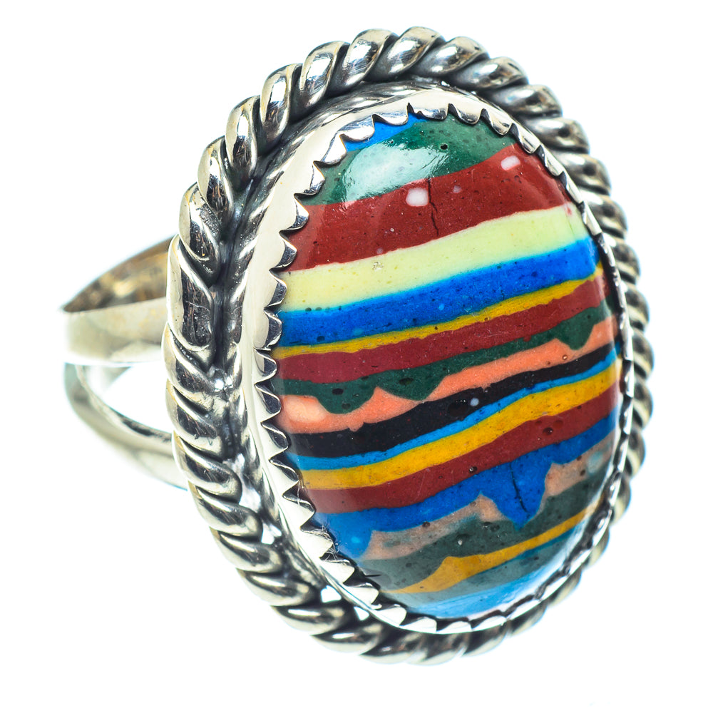 Rainbow Calsilica Rings handcrafted by Anasilvercos - RING60183