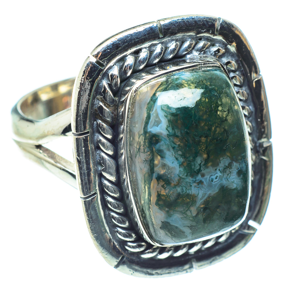 Green Moss Agate Rings handcrafted by Anasilvercos - RING60188