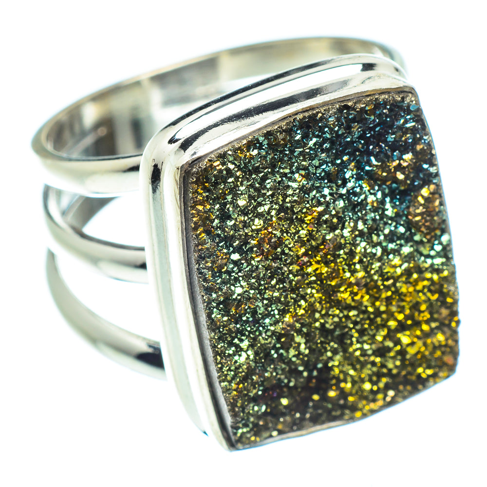 Spectro Pyrite Druzy Rings handcrafted by Anasilvercos - RING60190