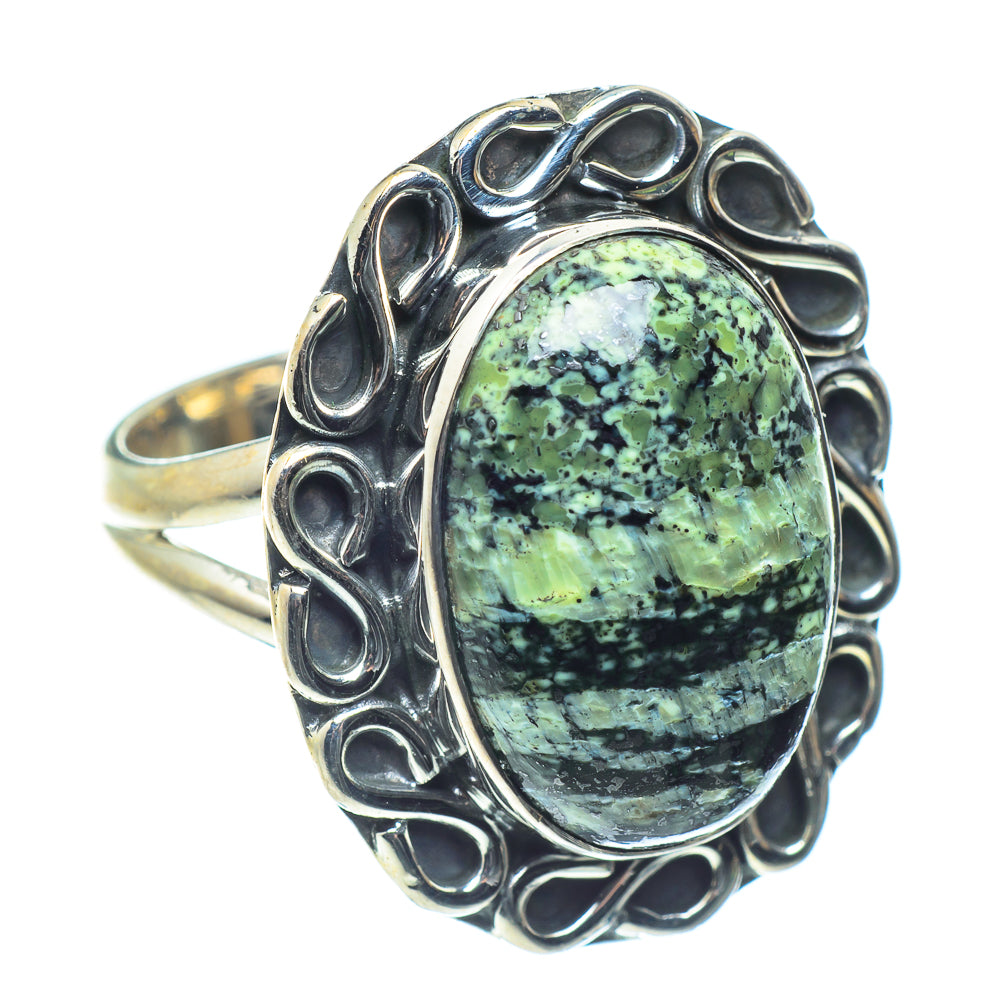 Green Vein Jasper Rings handcrafted by Anasilvercos - RING60193