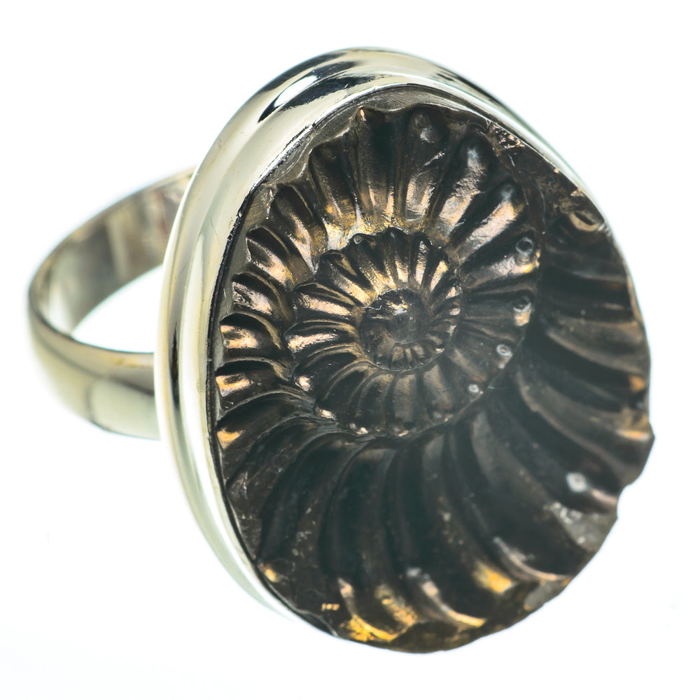Pyrite Ammonite Rings handcrafted by Anasilvercos - RING60247