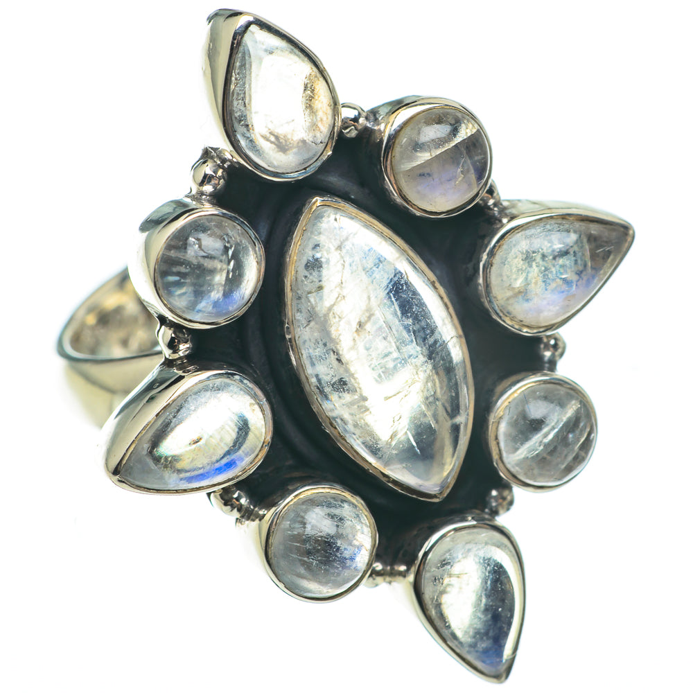 Rainbow Moonstone Rings handcrafted by Anasilvercos - RING60380