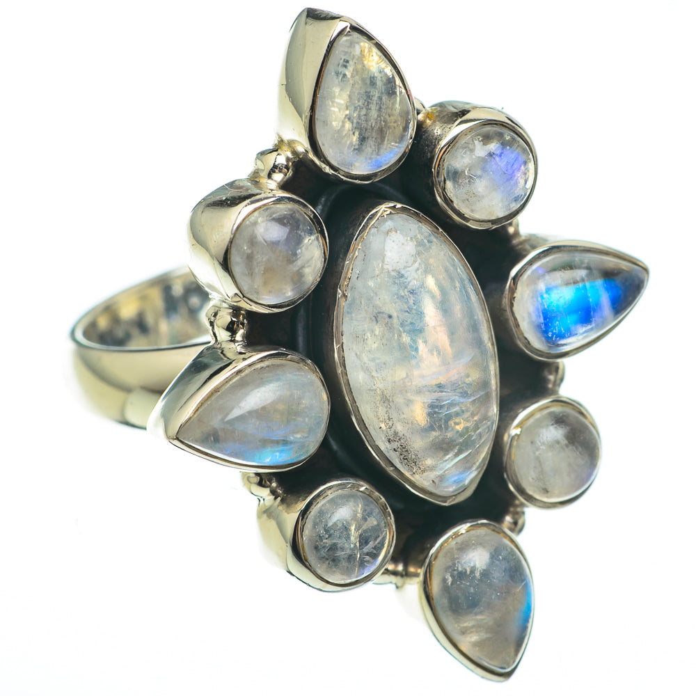 Rainbow Moonstone Rings handcrafted by Anasilvercos - RING60408