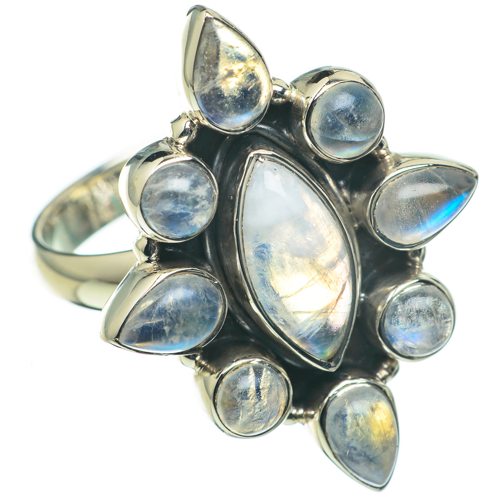 Rainbow Moonstone Rings handcrafted by Anasilvercos - RING60437