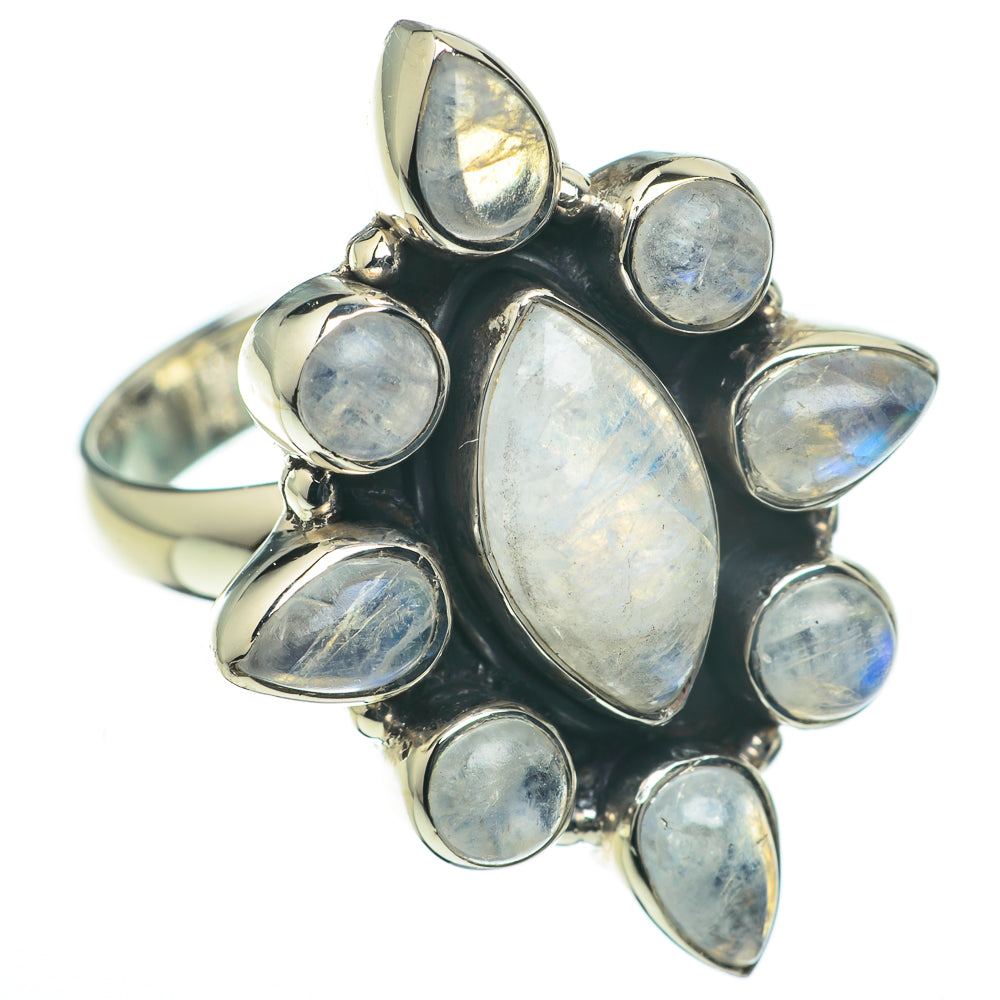 Rainbow Moonstone Rings handcrafted by Anasilvercos - RING60464