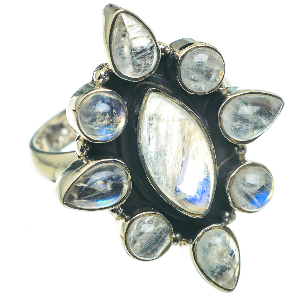 Rainbow Moonstone Rings handcrafted by Anasilvercos - RING60489