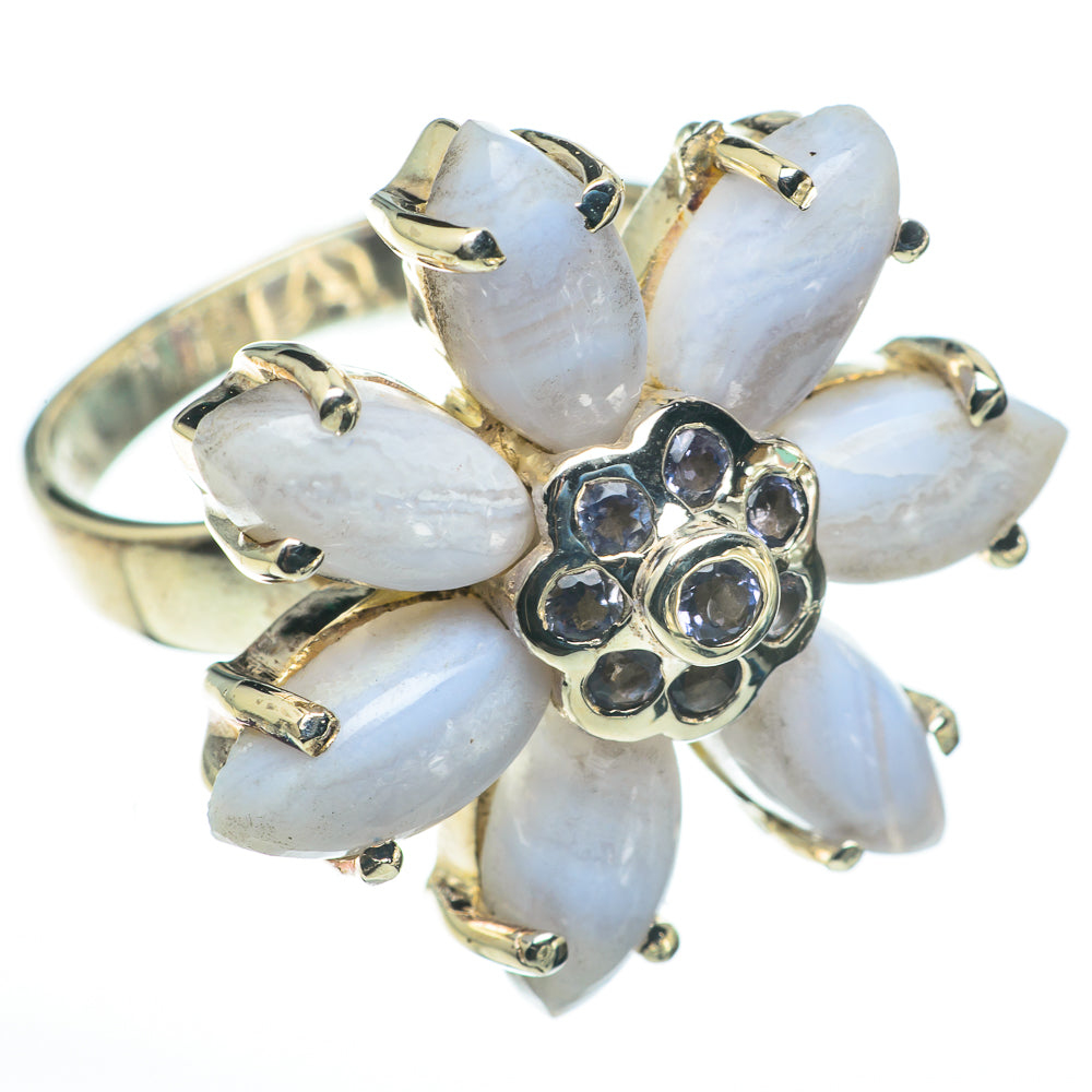 Blue Lace Agate Rings handcrafted by Anasilvercos - RING60620