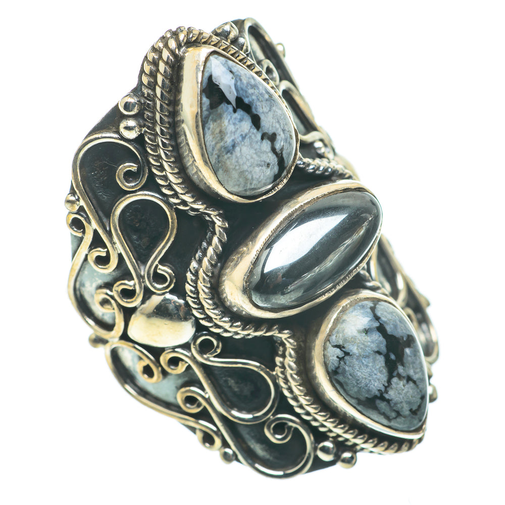 Snowflake Obsidian Rings handcrafted by Anasilvercos - RING60653