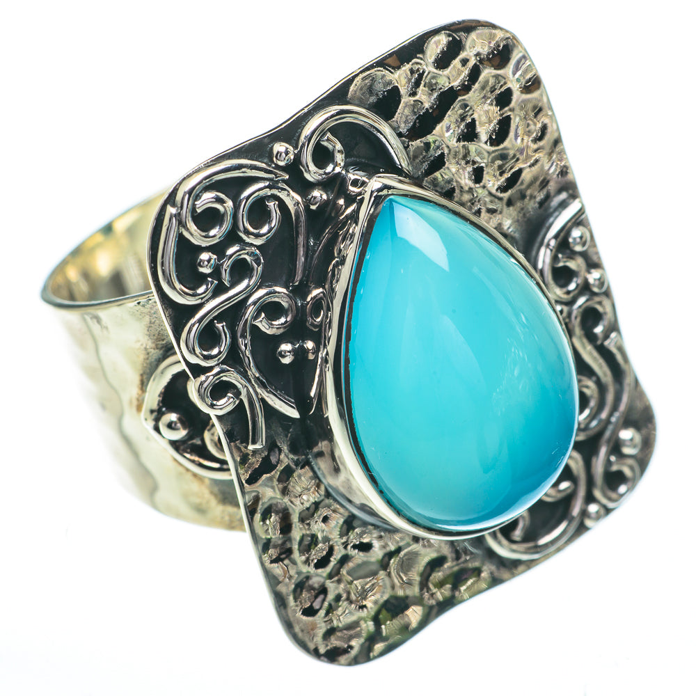 Aqua Chalcedony Rings handcrafted by Anasilvercos - RING60753