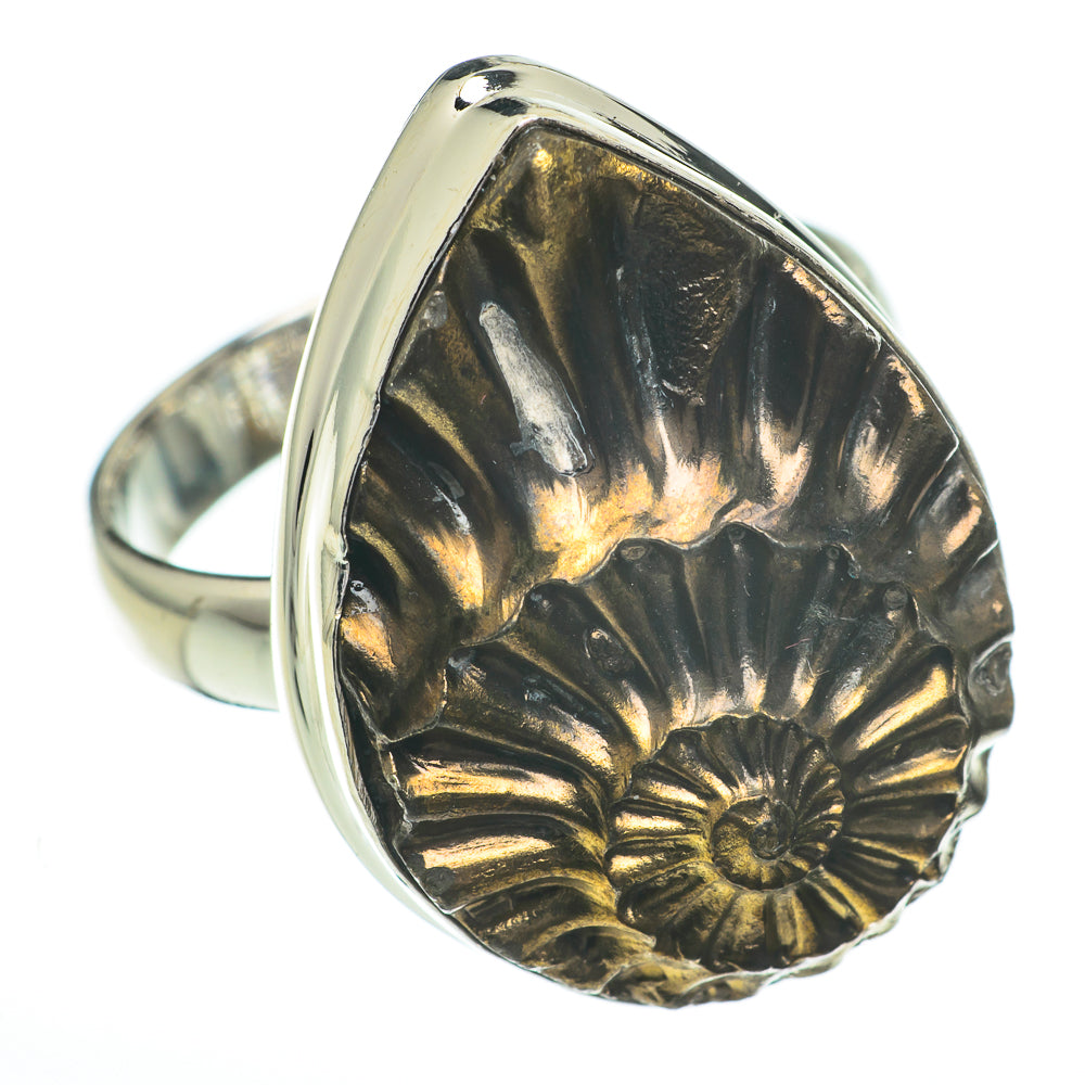 Pyrite Fossil Rings handcrafted by Anasilvercos - RING60807