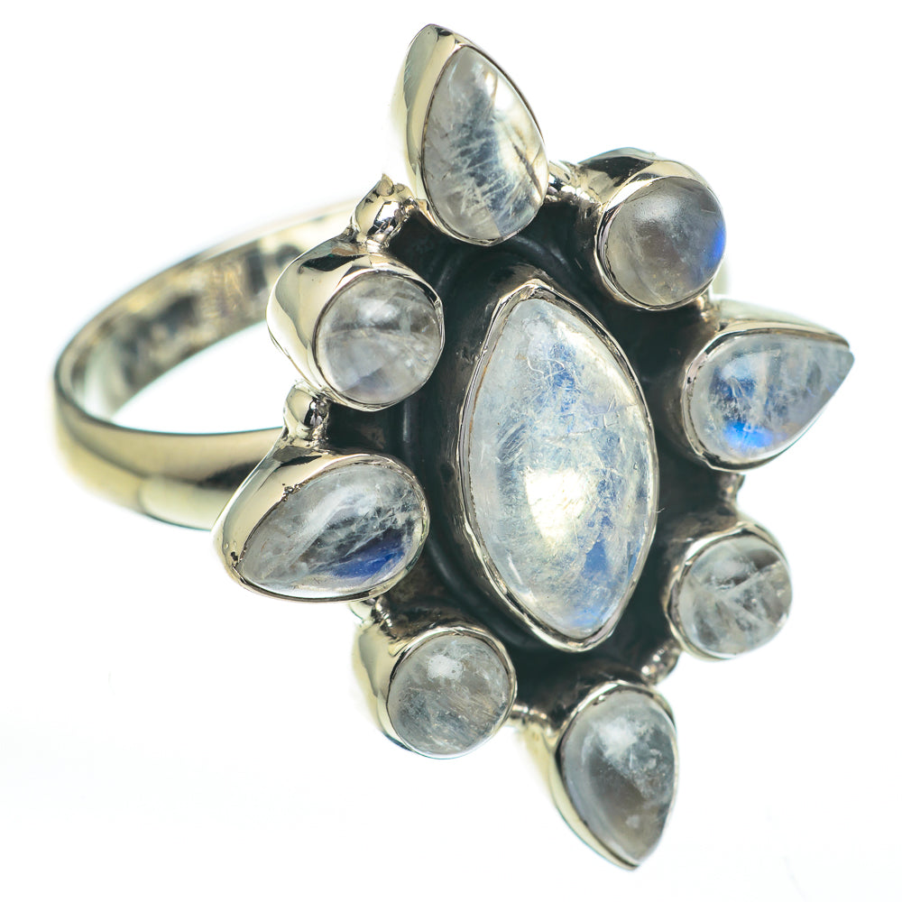 Rainbow Moonstone Rings handcrafted by Anasilvercos - RING60809