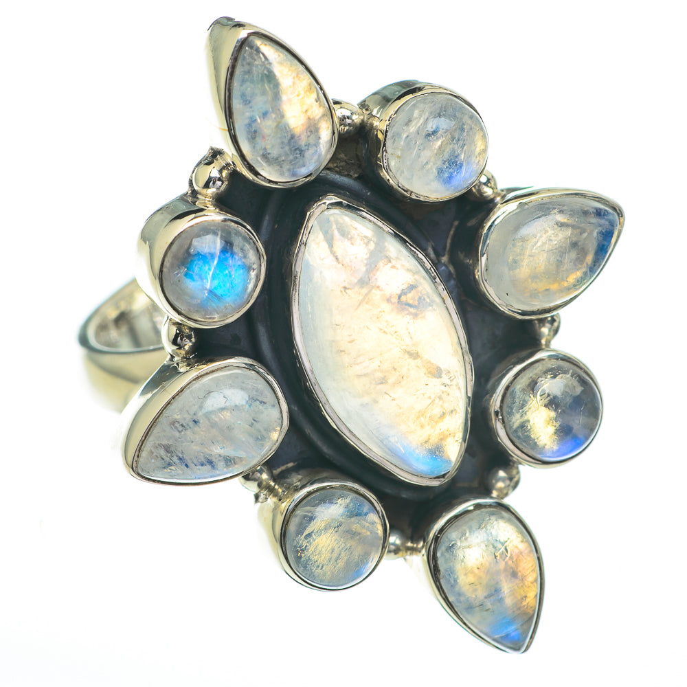 Rainbow Moonstone Rings handcrafted by Anasilvercos - RING60836