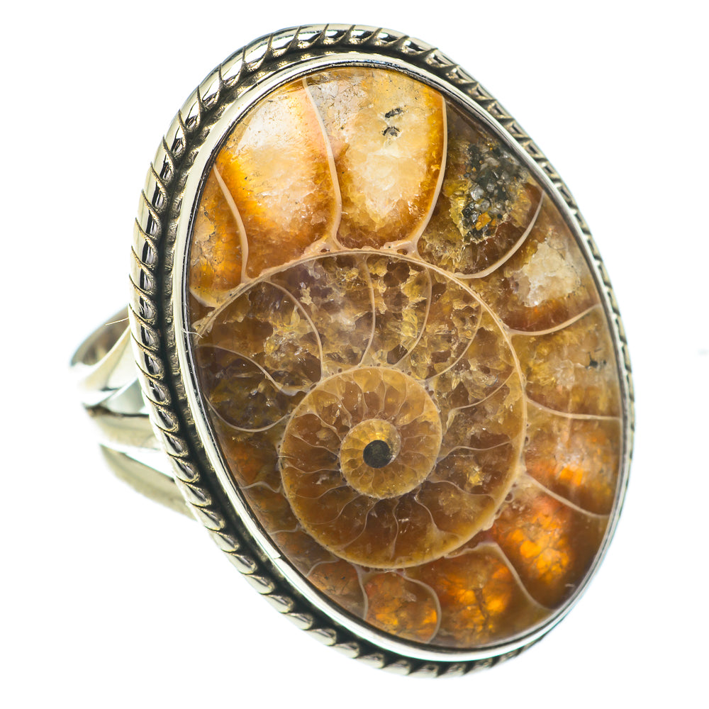 Ammonite Fossil Rings handcrafted by Anasilvercos - RING61023
