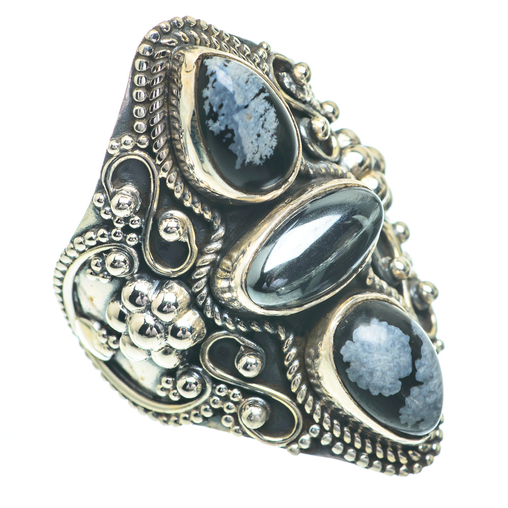 Snowflake Obsidian Rings handcrafted by Anasilvercos - RING61081
