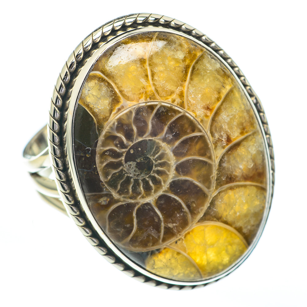 Ammonite Fossil Rings handcrafted by Anasilvercos - RING61103