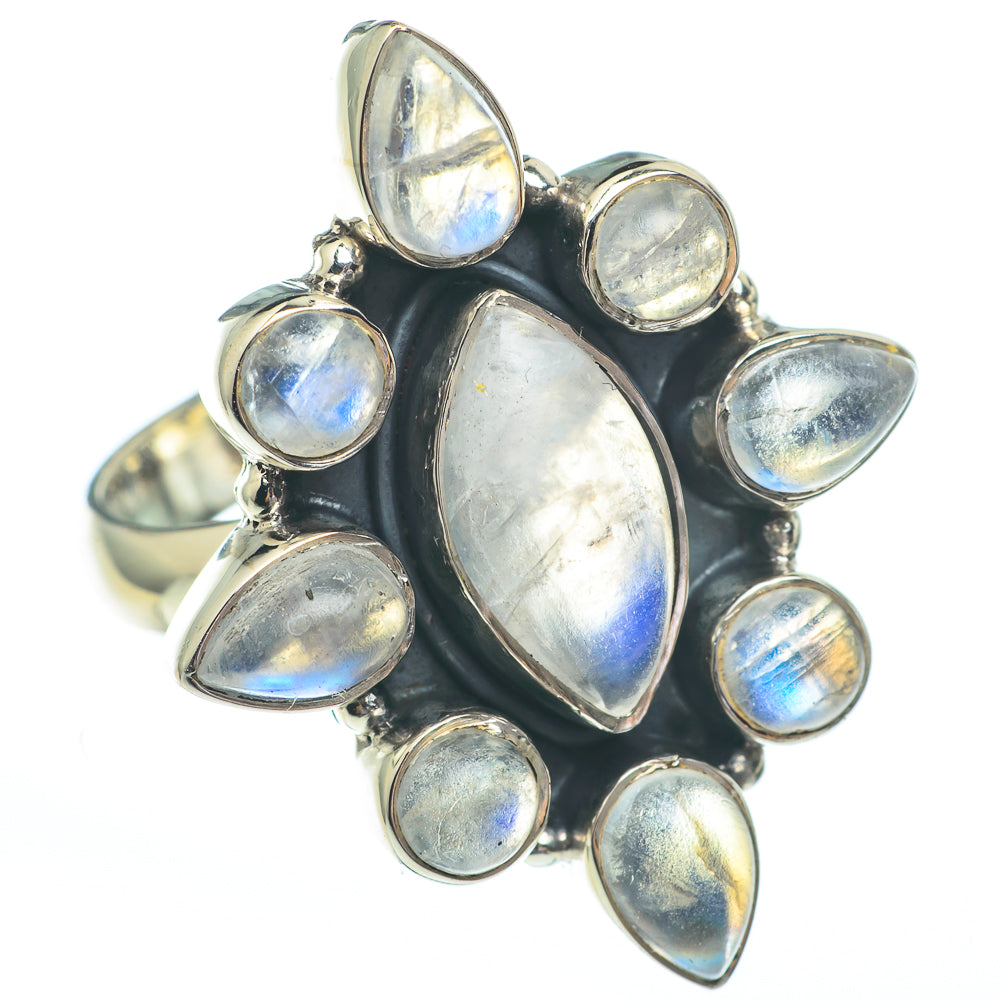 Rainbow Moonstone Rings handcrafted by Anasilvercos - RING61240