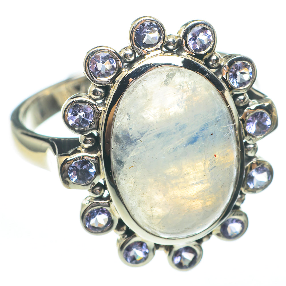 Rainbow Moonstone Rings handcrafted by Anasilvercos - RING61241