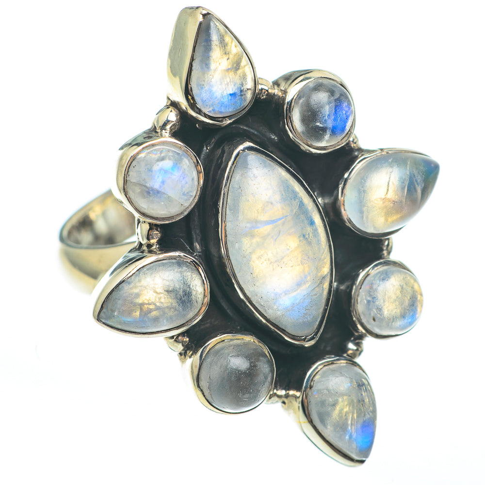 Rainbow Moonstone Rings handcrafted by Anasilvercos - RING61261