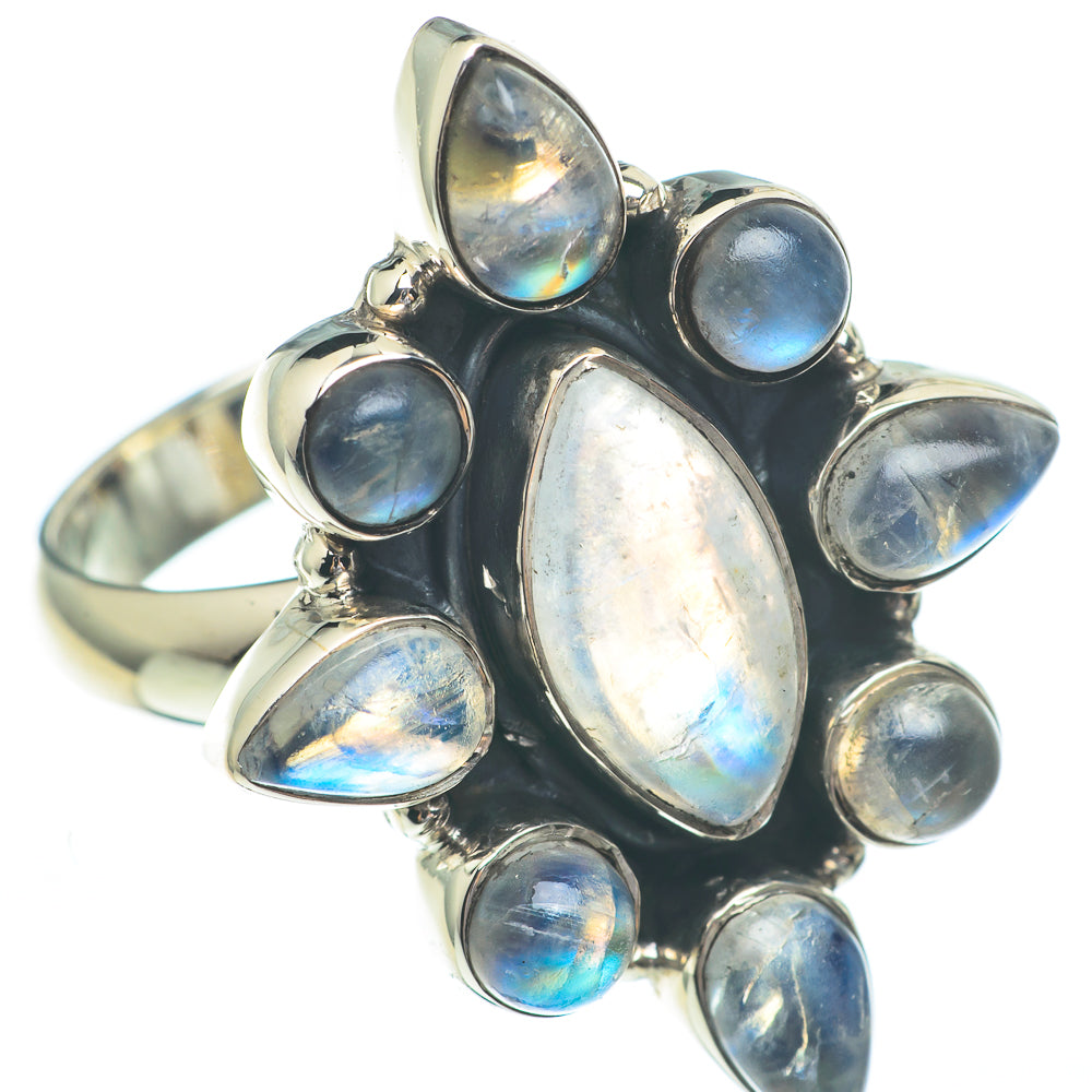 Rainbow Moonstone Rings handcrafted by Anasilvercos - RING61277