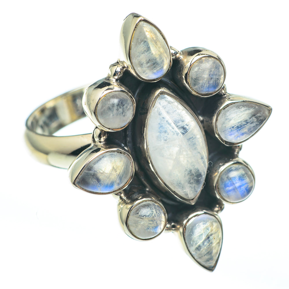 Rainbow Moonstone Rings handcrafted by Anasilvercos - RING61293