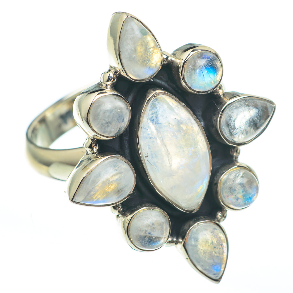 Rainbow Moonstone Rings handcrafted by Anasilvercos - RING61309