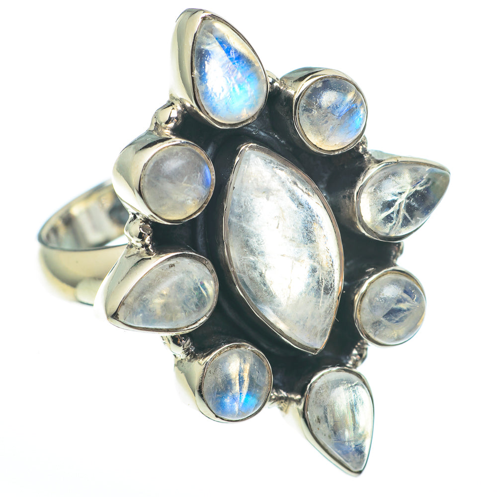 Rainbow Moonstone Rings handcrafted by Anasilvercos - RING61321