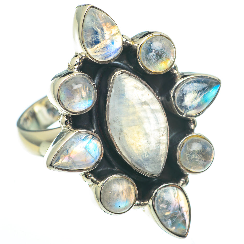 Rainbow Moonstone Rings handcrafted by Anasilvercos - RING61331